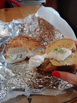 Tofu scallion cream cheese at Pick A Bagel in New York City