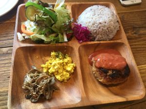 Soy Burger Plate at Umi Cafe in Tokyo