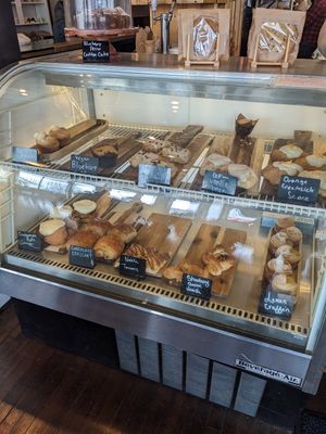 Bakery case with a couple vegan items. at Seth's Coffee in Little Chute