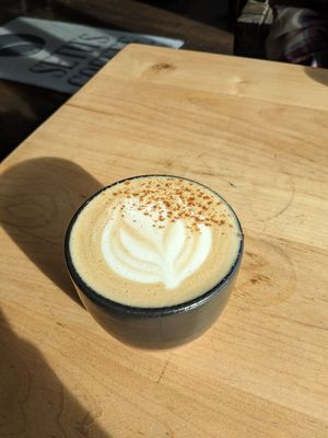 Pumpkin pie latte with oat milk at Seth's Coffee in Little Chute