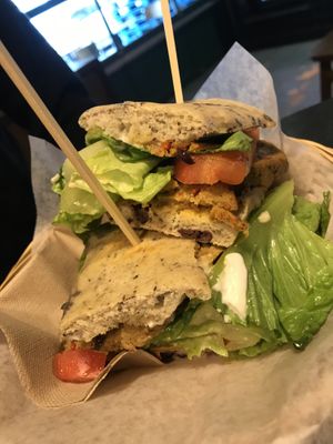 Sausage sandwich  at Gusta in Montreal