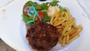Veggie burger at Fantasy Dining in Caye Caulker