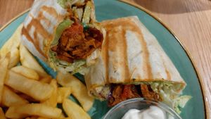 Gyros-Wrap with housemade Seitan at Green Leaf Cafe in Erding