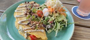 Chic pea omelette, yummy at Green Leaf Cafe in Erding