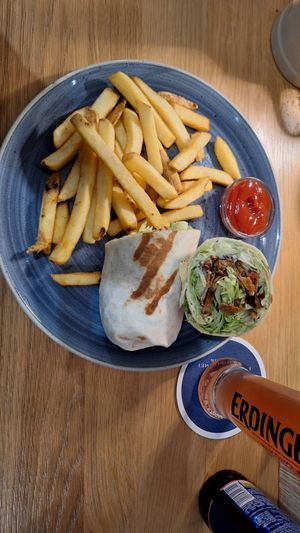 Gyros wrap with fries at Green Leaf Cafe in Erding