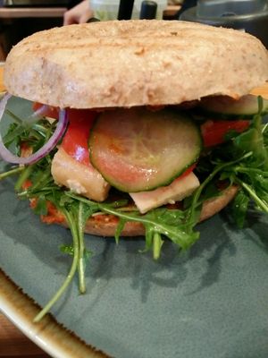 mediterraner Bagel   at Green Leaf Cafe in Erding
