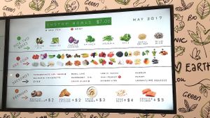 Menu on 2 screens at Greenbeat in Orlando