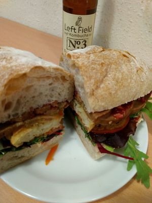 festive turkey seitan and hash brown roll at Grassroots Health in Edinburgh
