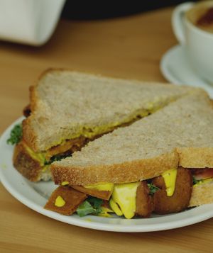 Seitan sandwich at GrassRoots Health at Grassroots Health in Edinburgh