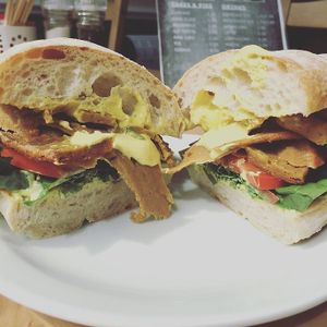 Amazing seitan sandwich  at Grassroots Health in Edinburgh