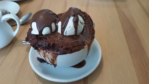Hot Chocolate Pudding with Ice - Cream - all vegan. at Grassroots Health in Edinburgh