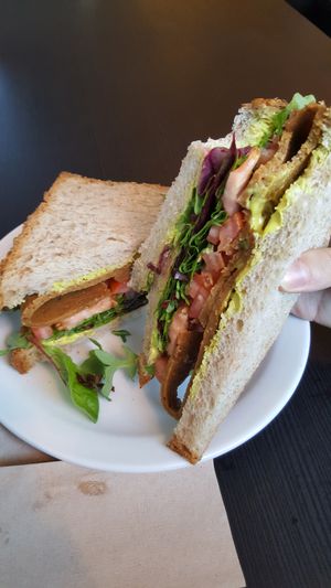 Seitan sandwich with cashew cheese at Grassroots Health in Edinburgh