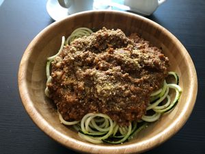 Veggetti with Walnut Bolognese at Grassroots Health in Edinburgh
