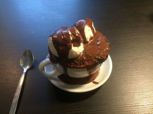 Hot chocolate pudding at Grassroots Health in Edinburgh