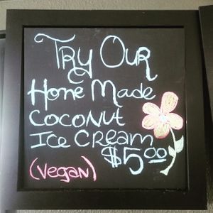 Home Made Organic and Vegan Coconut ice cream Home made  at Kiwan Cafe Rio in Milwaukie