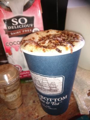 Rio ☕ Latte with Espresso and Coconut milk, Coco powder and Toasted Coconut Flakes  at Kiwan Cafe Rio in Milwaukie
