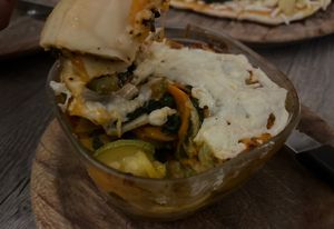 I didn't get a great pic of the vegan lasagna but worry not for it wasn't worth it.  at La Matatena Pizzeria in Oaxaca