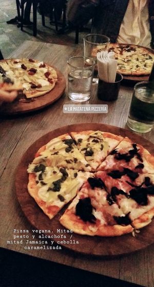 Pizza vegana at La Matatena Pizzeria in Oaxaca