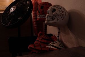 Dia de los Muertos decorations at La Matatena Pizzeria in Oaxaca