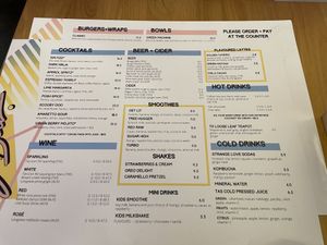 Veg Bar drinks menu as of 14 March 2021. at Veg Bar in North Hobart