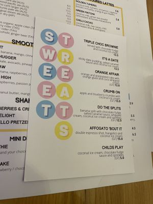 Veg Bar sweets menu as of 14 March 2021. at Veg Bar in North Hobart