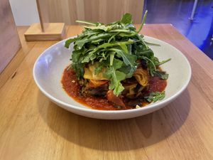 Veg Bar’s vegan lasagne. at Veg Bar in North Hobart