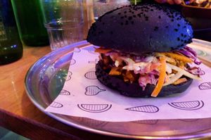 Vegan burger at Veg Bar in North Hobart