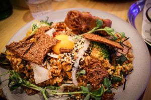 kimchi rice bowl at Veg Bar in North Hobart