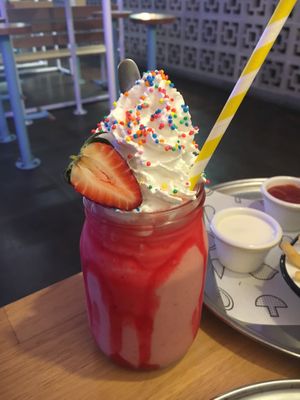 Strawberries and cream shake  at Veg Bar in North Hobart