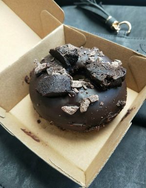 Double choc donut - take away at Veg Bar in North Hobart