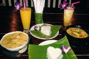 Red and Massaman Curry, Mango and Pineapple Shake at Be Cosy Rest formerly Blue Lagoon - Maybe closed in Koh Chang
