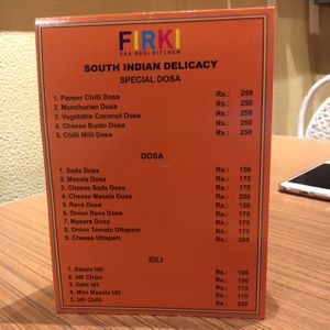 menu at Firki in Mumbai