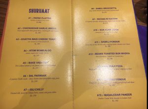 menu at Firki in Mumbai