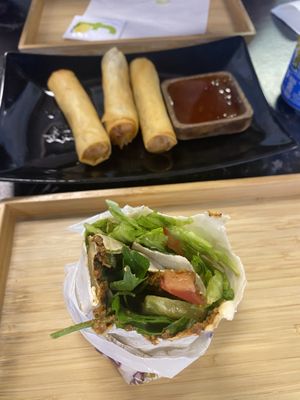Cogkofte wrap and vegan loempias  at Meshur Adiyaman Cigkoftecisi in Ghent