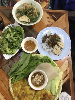 Bang Xeo + Banh Cuon and bamboo soup! Delicious  at Ans Vegetarian Cuisine  in Da Nang