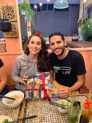 Nas Daily & Dear Alyne at Ans at Ans Vegetarian Cuisine  in Da Nang