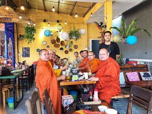 Cambodia monk at Ans at Ans Vegetarian Cuisine  in Da Nang