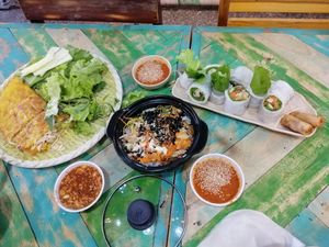 Pancake - Mixed rice - Spring rolls at Ans Vegetarian Cuisine  in Da Nang