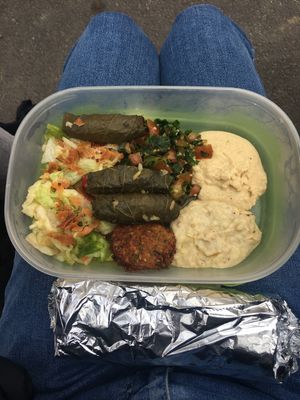 Vegan menu panini is wrapped in foil at Ali Baba in Padua