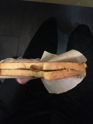 Veganuary toast w fake mortadella at Capatoast in Padua