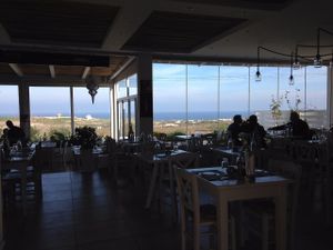 View towards the sea at Aroma Avlis in Santorini