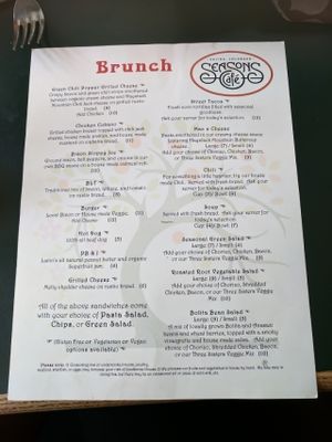 Season's menu at Seasons Cafe in Salida