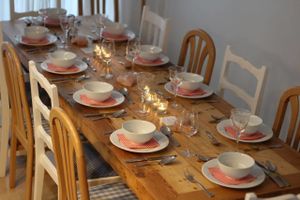 Reclaimed Oregan Pine Table for maximum 10 people at Green & Vegan - Pop-Up in Cape Town