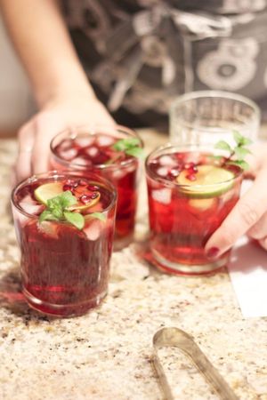 Pomegranate and Vodka Cocktail with Mint and Lime at Green & Vegan - Pop-Up in Cape Town