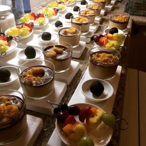 Trio of Desserts
Peanut Butter Choclate Mousse
Chia Date Truffle
Unicorn Fruit Skewers at Green & Vegan - Pop-Up in Cape Town