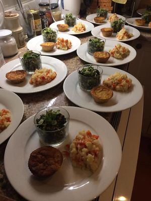 Vegan Quiche, Crunchy Kale Salad with Tahini Dressing and Cauliflower Ceviche. at Green & Vegan - Pop-Up in Cape Town