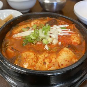 Vegan mushroom tofu soup! I love tofu soups and I was so happy to see a vegan version!! Love it!!  at Hi Tofu in Temecula