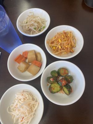 The vegan sides they bring out!! These are the only vegan ones   at Hi Tofu in Temecula