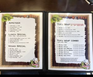 menu at Hi Tofu in Temecula