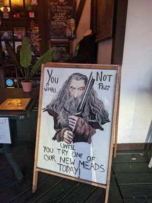 Gandolf laying down the law at Hobbit Cafe in Houston